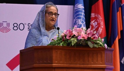 Sheikh Hasina urges all to say 'no' to wars