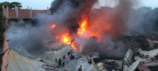 Savar plastics factory catches fire