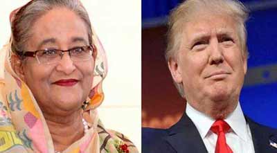 Donald Trump greets Hasina on polls victory
